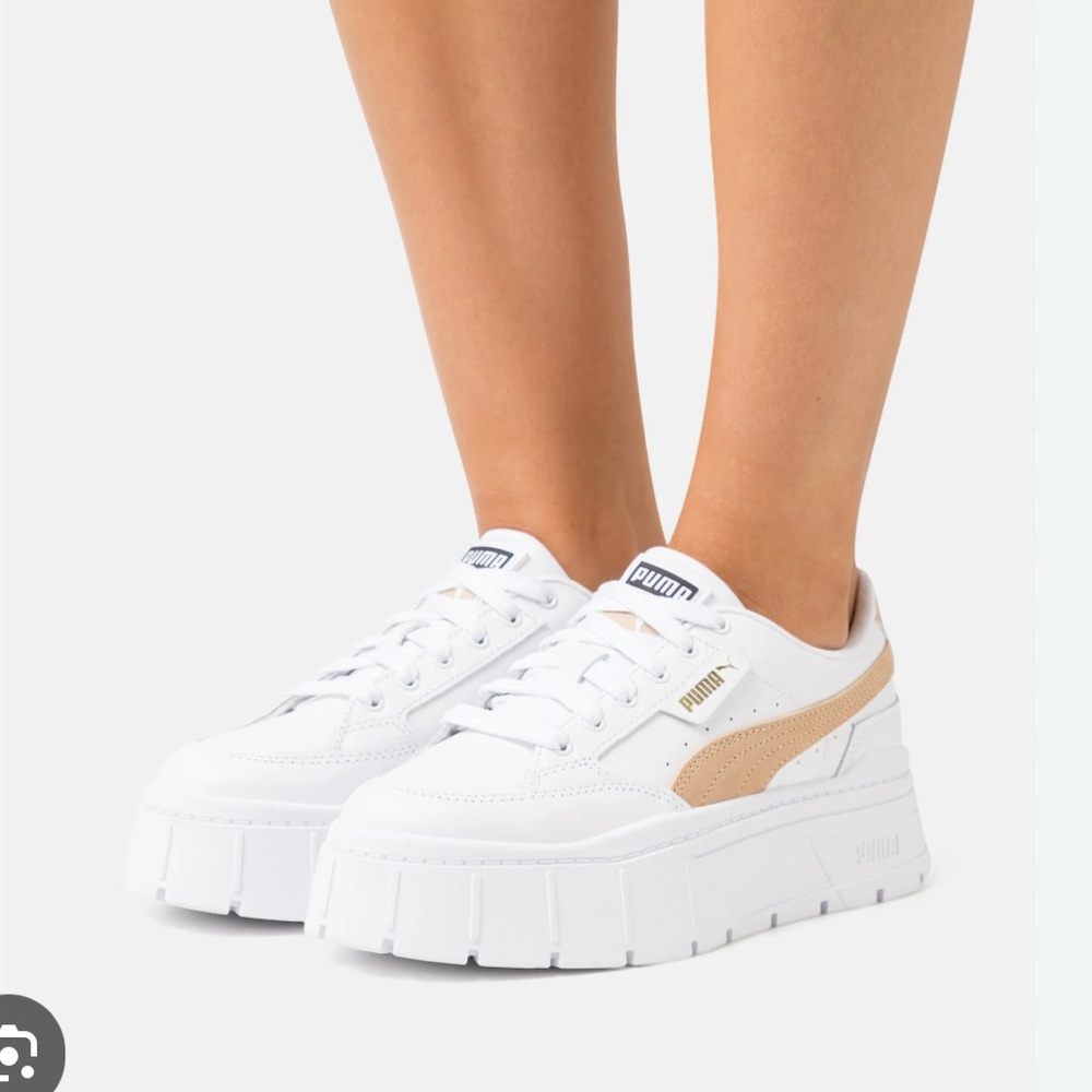 Puma White/Sand Mayze Stack Platform Sneakers Siz… - image 3